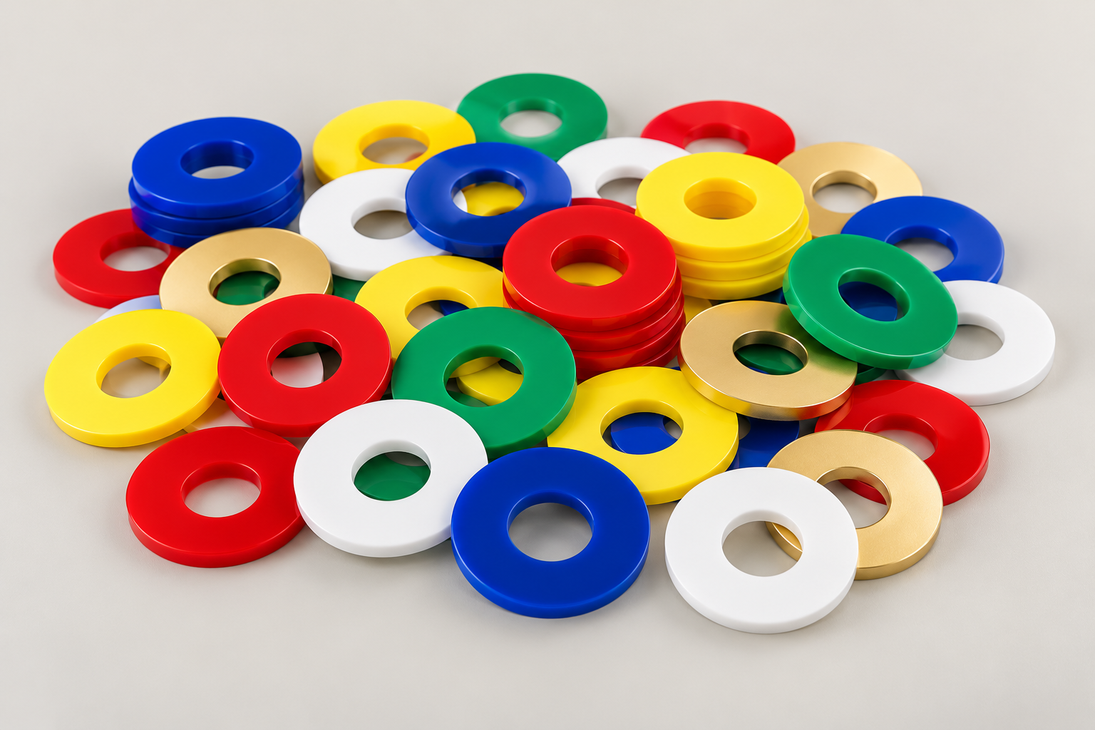 Coloured acrylic ring washers